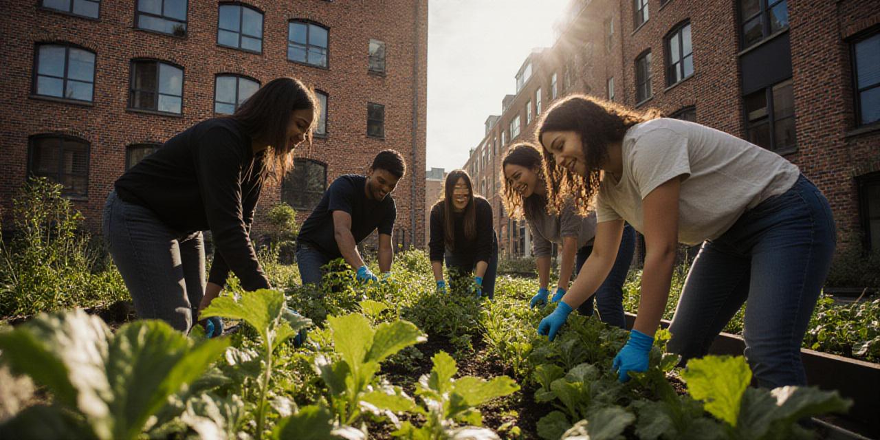 Team van Canopy Cycle & Cultivate in een stedelijke tuin